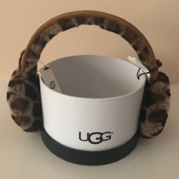 UGG Shearling Suede Earmuffs. Leopard print. NWT